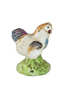 Vintage Hand Painted Ceramic Rooster Figurine 2.5 Inches Tall Farmhouse Decor